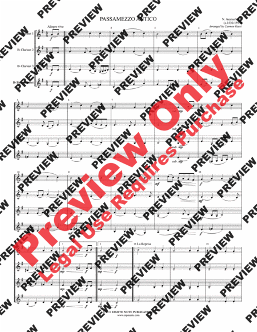 Passamezzo Antico Clarinet Quartet scores gallery preview page 3