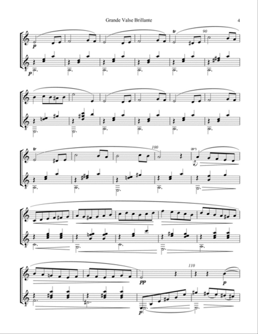 Grande valse brillante, Op. 34 No. 2 for flute or violin and guitar Flute scores gallery preview page 5