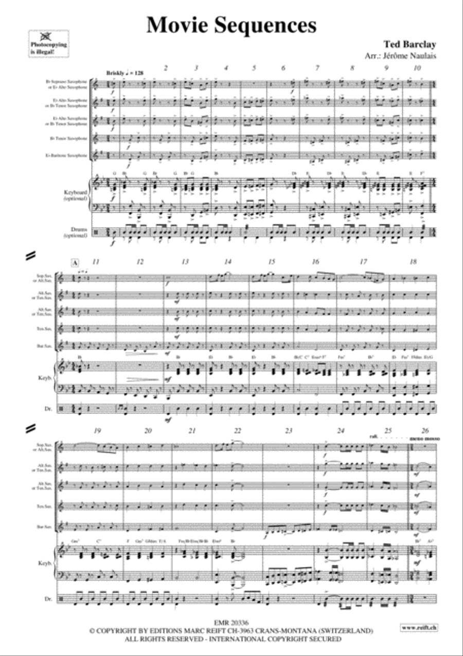 Movie Sequences Movie Sequences Saxophone Quintet scores gallery preview page 3