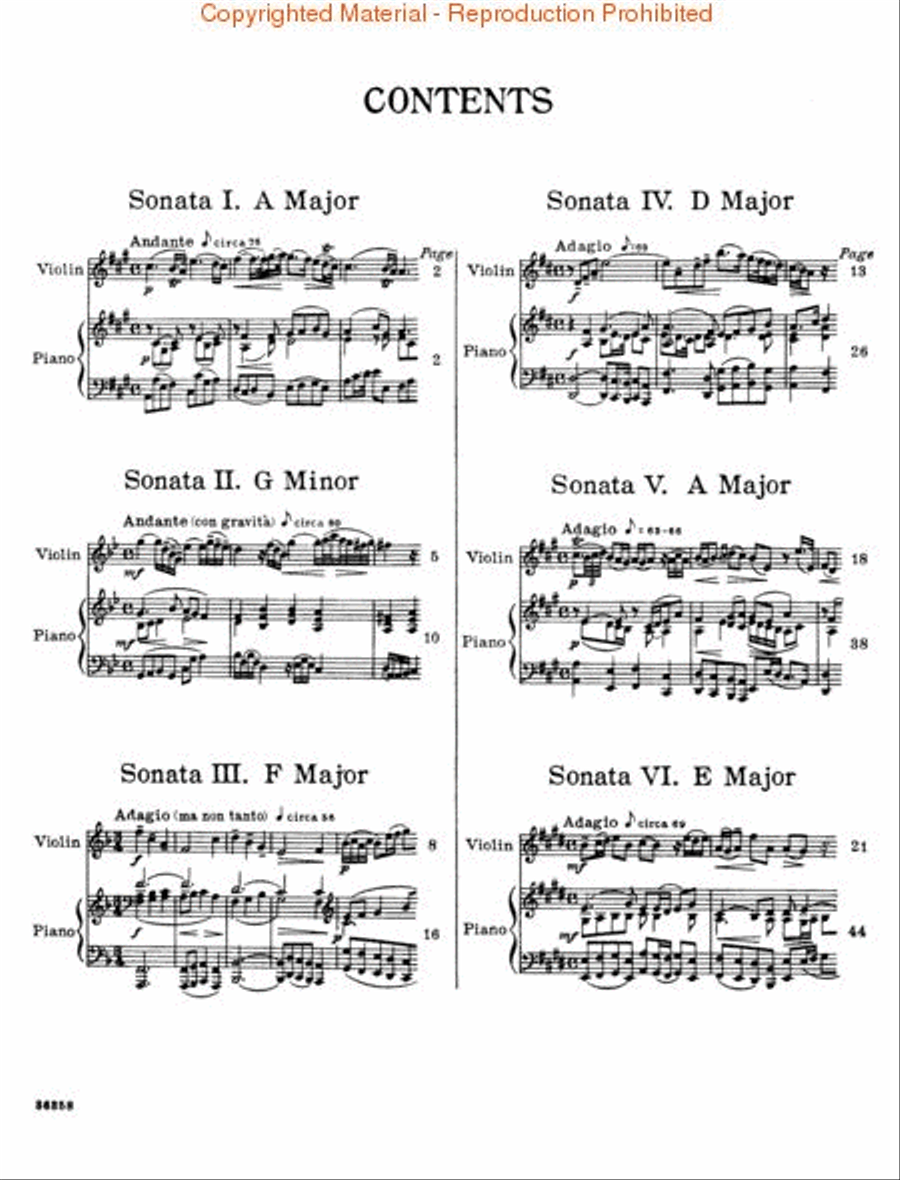 Six Sonatas - Piano / Violin Violin Solo scores gallery preview page 2