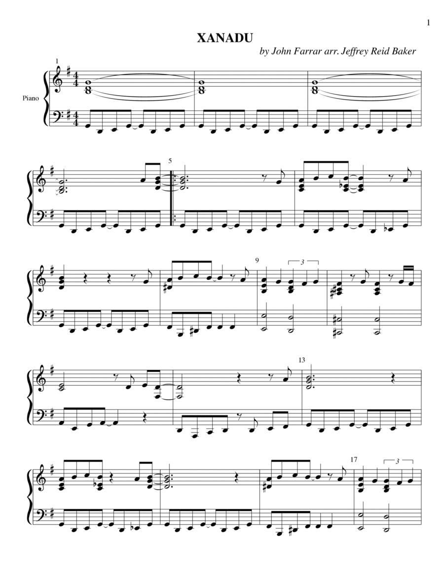 Xanadu Piano Solo scores gallery preview page 1