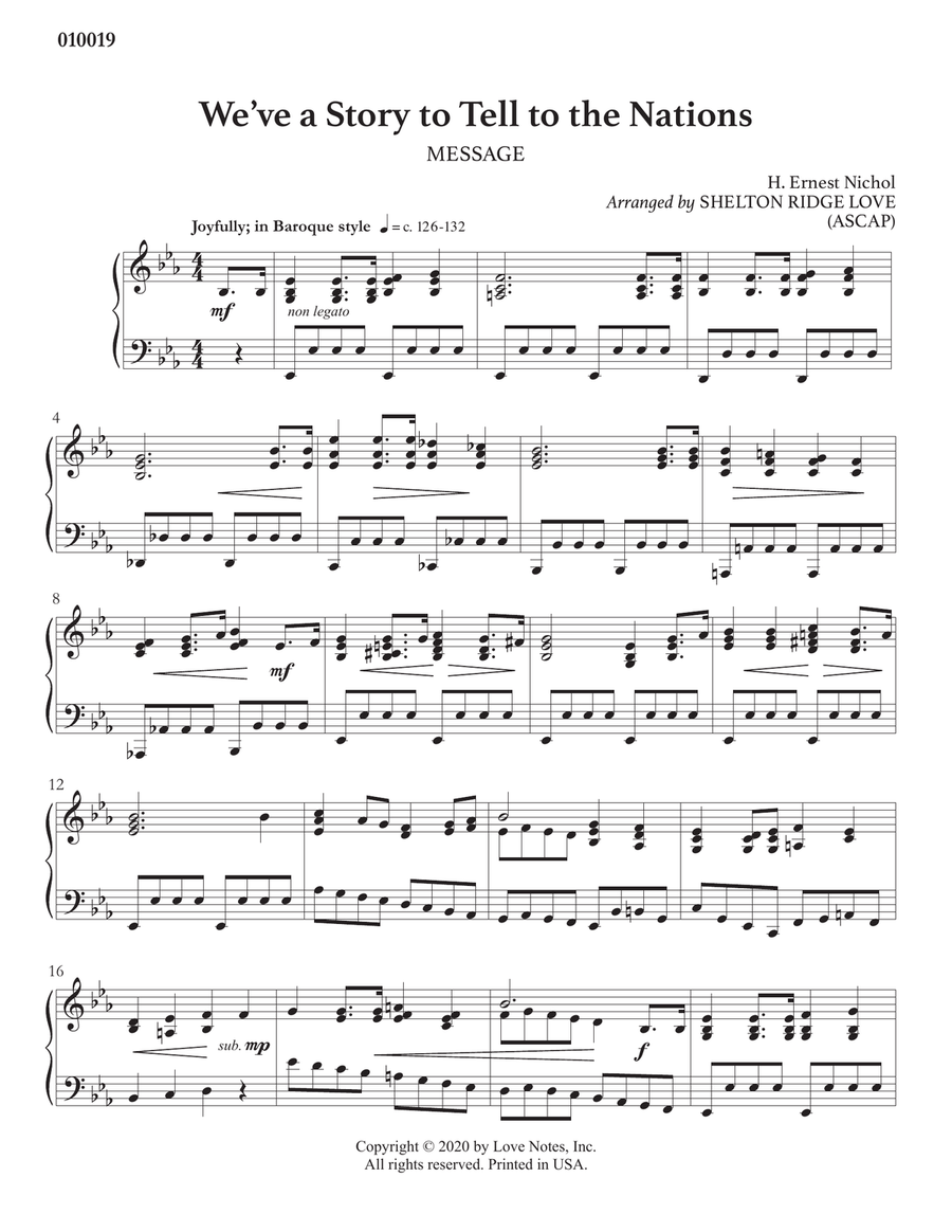 We've a Story to Tell to the Nations Piano Solo scores gallery preview page 1