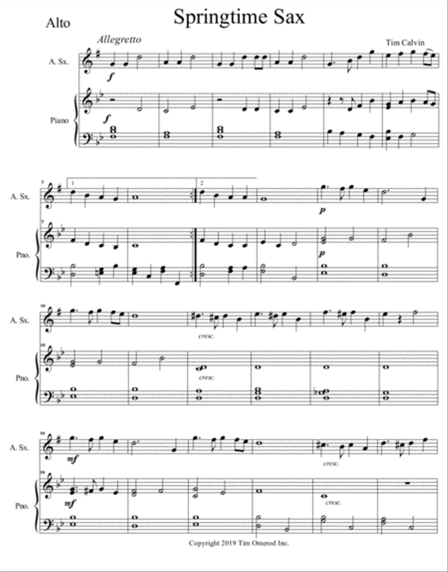 Springtime Sax Alto Saxophone scores gallery preview page 2