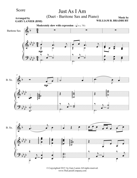Gary Lanier: 3 HYMNS of COMMITMENT (Duets for Baritone Sax & Piano) image number null