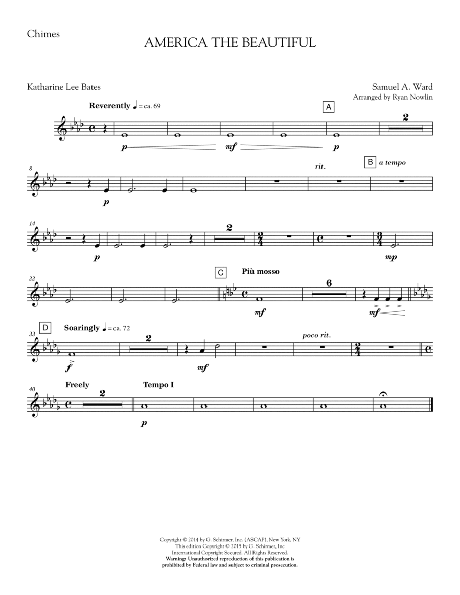 America, the Beautiful - Chimes Choir scores gallery preview page 1