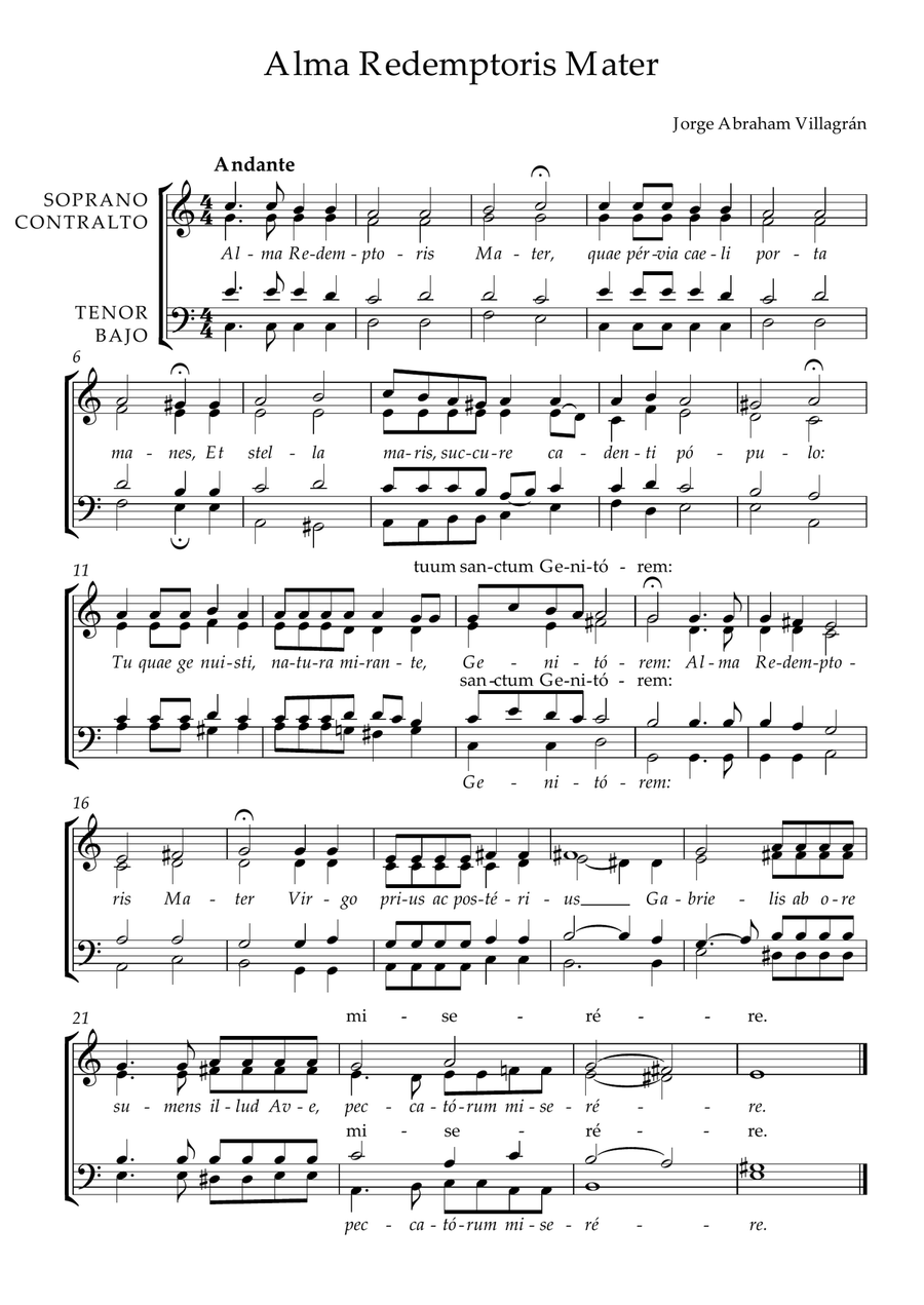Alma Redemptoris Mater 4-Part scores gallery preview page 1