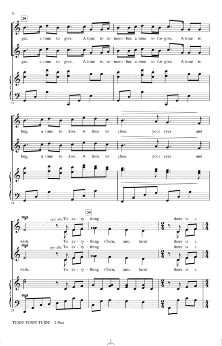 Turn! Turn! Turn! (To Everything There Is A Season) (arr. Cristi Cary Miller) 2-Part scores gallery preview page 5