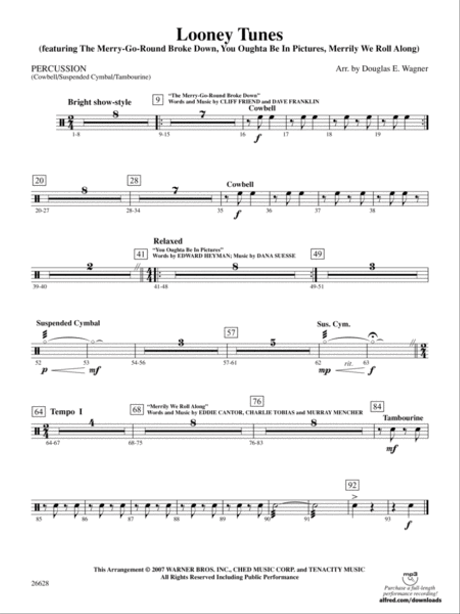 Looney Tunes: 1st Percussion String Orchestra scores gallery preview page 1