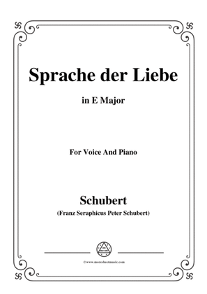 Book cover for Schubert-Sprache der Liebe,Op.115 No.3,in E Major,for Voice&Piano