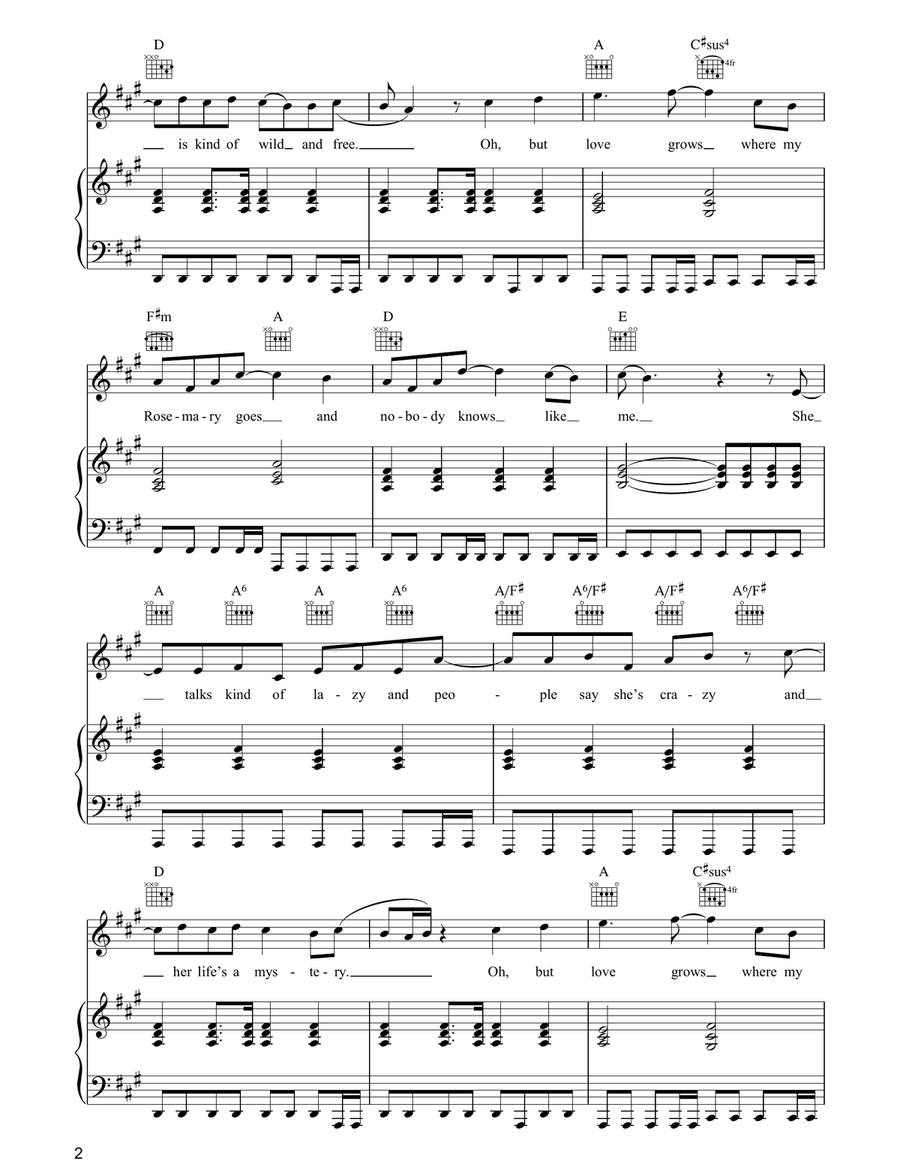Love Grows (Where My Rosemary Goes) Piano, Vocal, Guitar scores gallery preview page 2