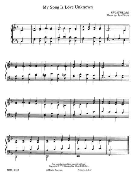 My Song Is Love Unknown (Hymn Harmonization) (Downloadable)