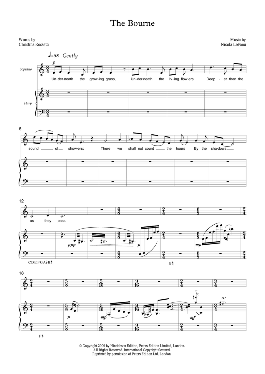 The Bourne (for soprano and harp) Piano, Vocal scores gallery preview page 1