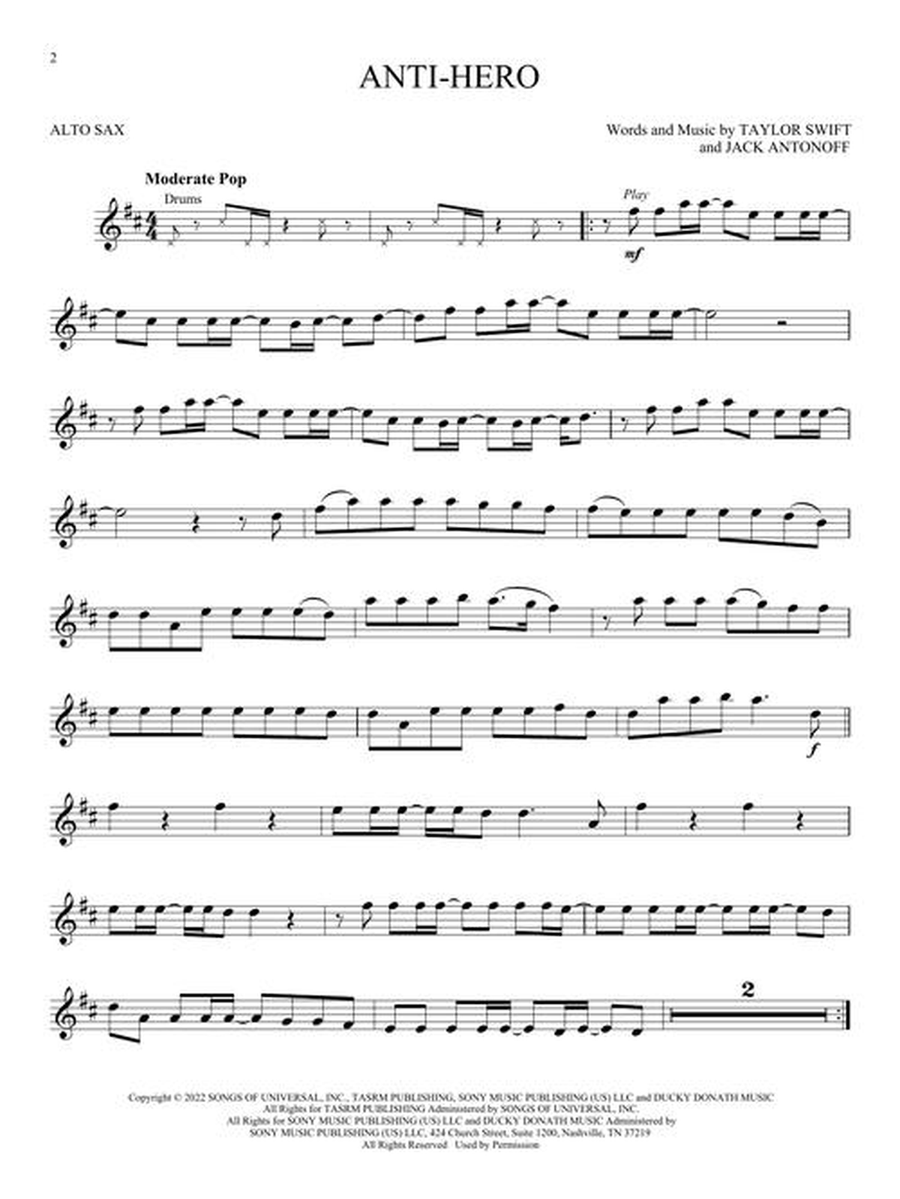 Taylor Swift – Selections from Midnights & The Tortured Poets Department Alto Saxophone scores gallery preview page 4