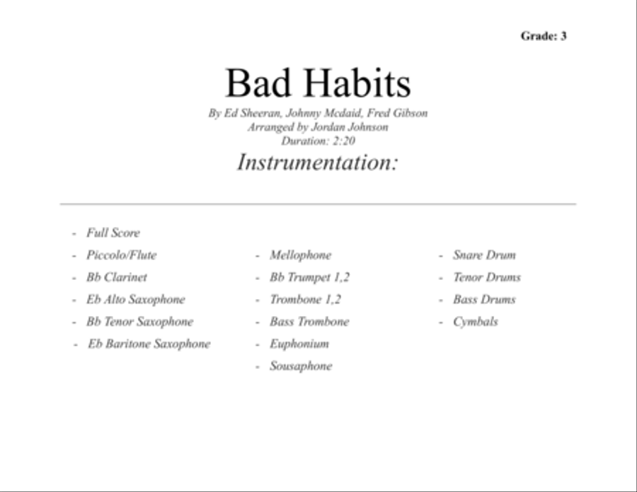 Bad Habits Marching Band scores gallery preview page 2