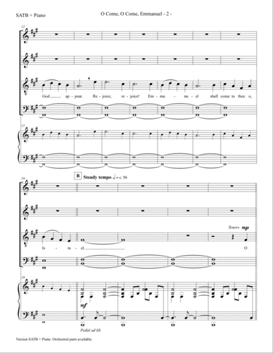 O Come, O Come, Emmanuel O Come, O Come, Emmanuel 4-Part scores gallery preview page 2