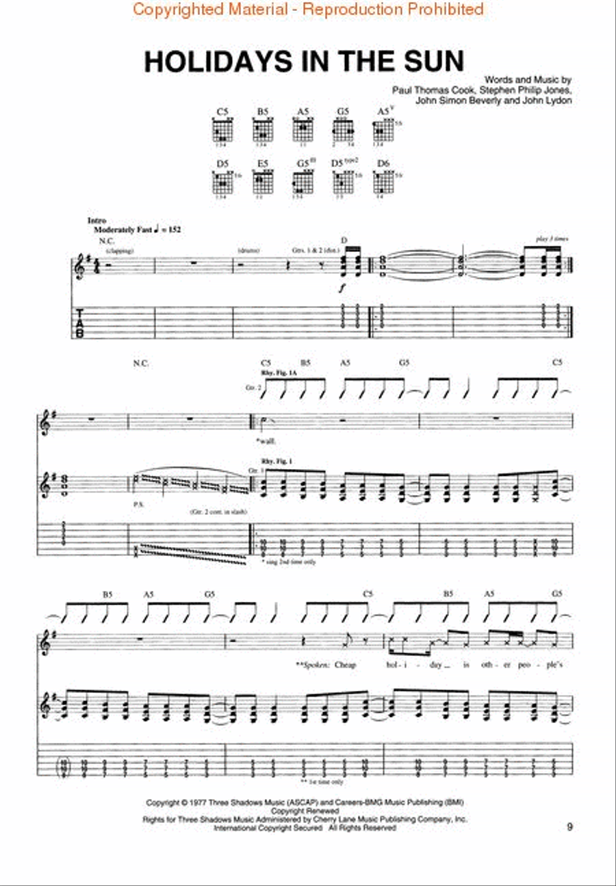The Sex Pistols – Never Mind the Bollocks Here's the Sex Pistols Electric Guitar scores gallery preview page 2