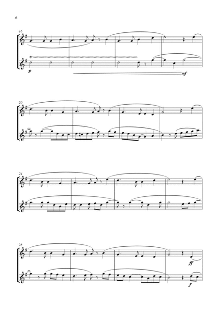 15 Popular Christmas Songs for Trumpet (Bb)Duet (Suitable for beginning / intermediate trumpeters) Trumpet Duet scores gallery preview page 6