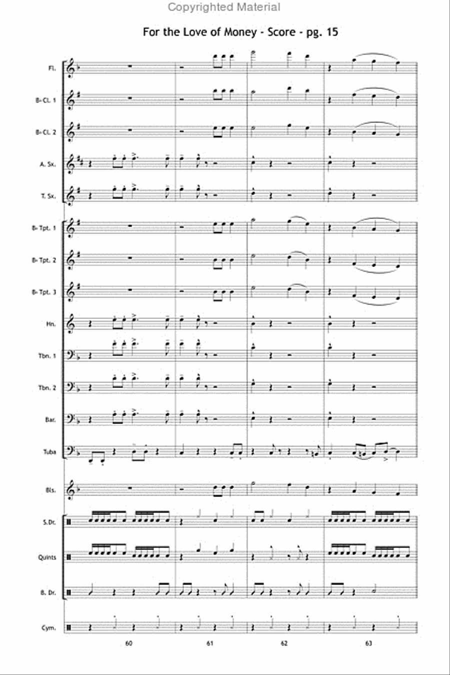 For the Love of Money Marching Band scores gallery preview page 16