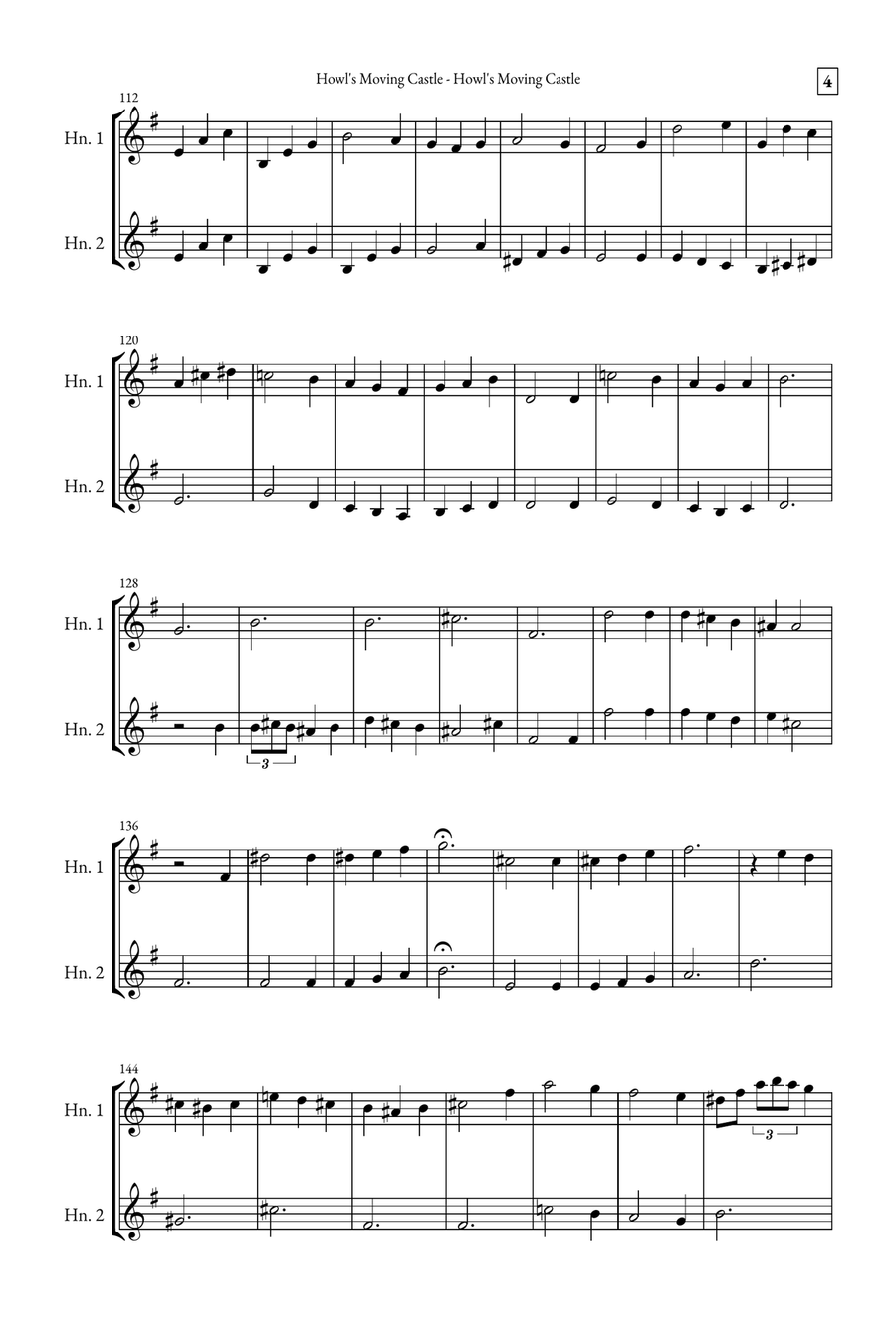 Howl's Moving Castle Brass Duet scores gallery preview page 4