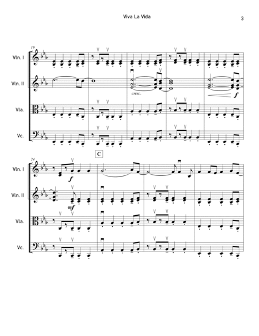 Viva La Vida Viva La Vida String Orchestra scores gallery preview page 3