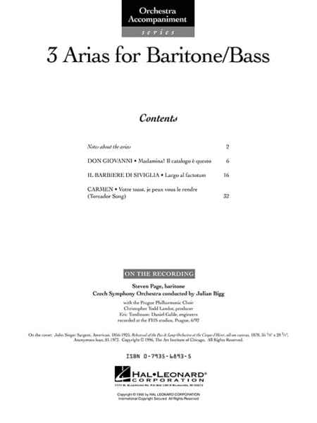 3 Arias for Baritone/Bass image number null