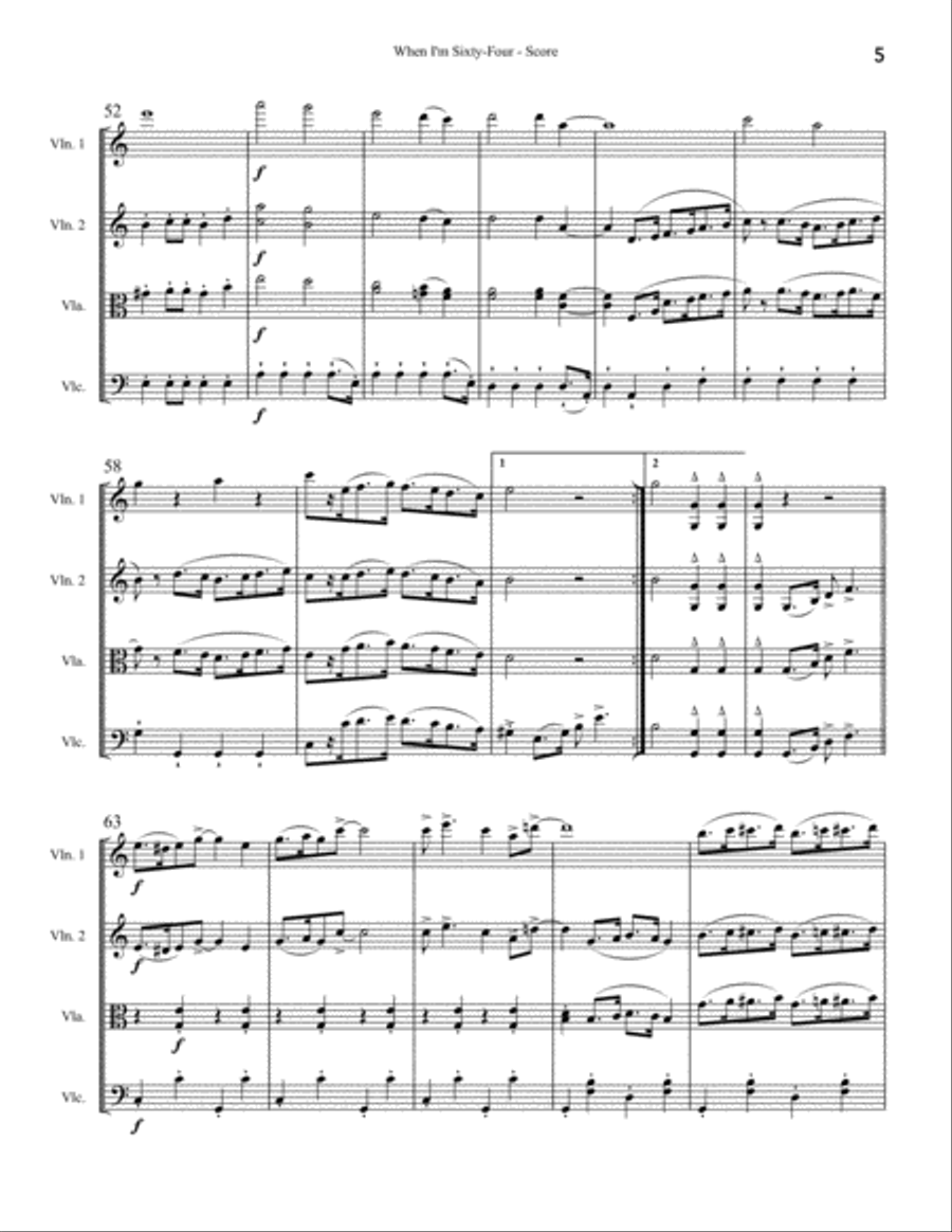 When I'm Sixty-Four String Quartet scores gallery preview page 5