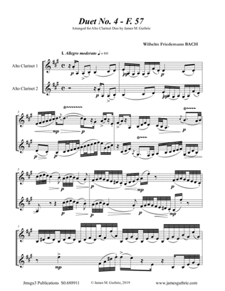 Book cover for WF Bach: Duet No. 4 for Alto Clarinet Duo