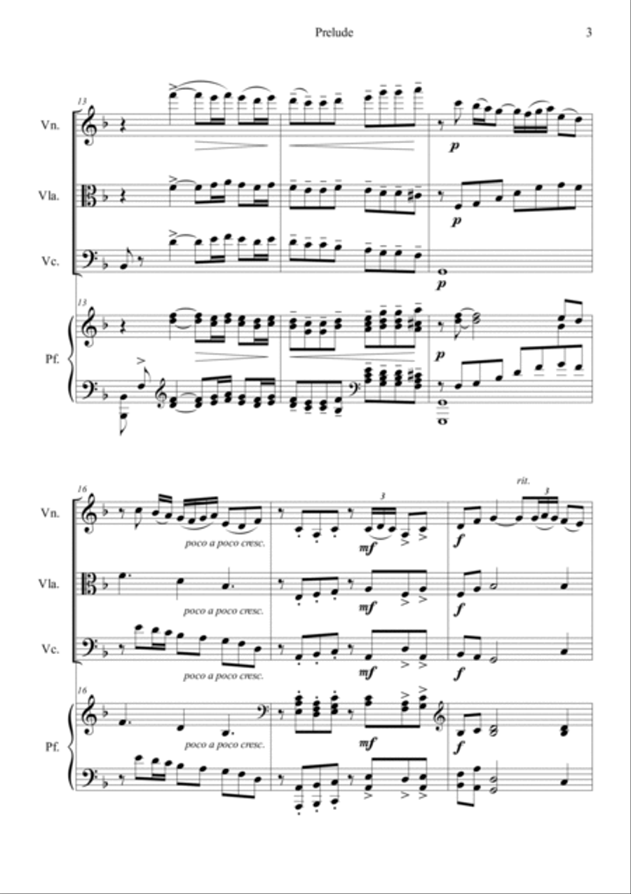 Prelude from Bergamasuqe Suite Piano Quartet scores gallery preview page 3