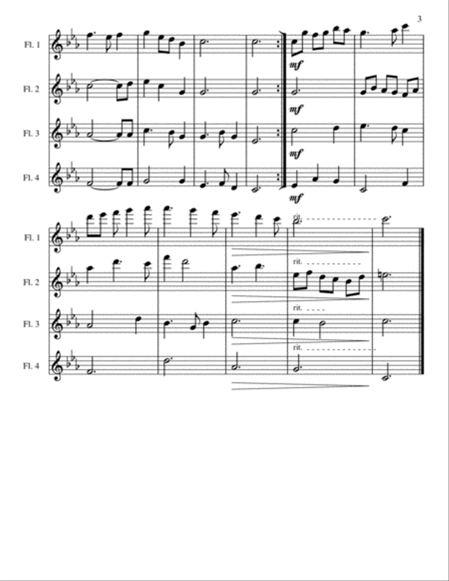 A Melody in Autumn (Flute Quartet) Flute Quartet scores gallery preview page 3