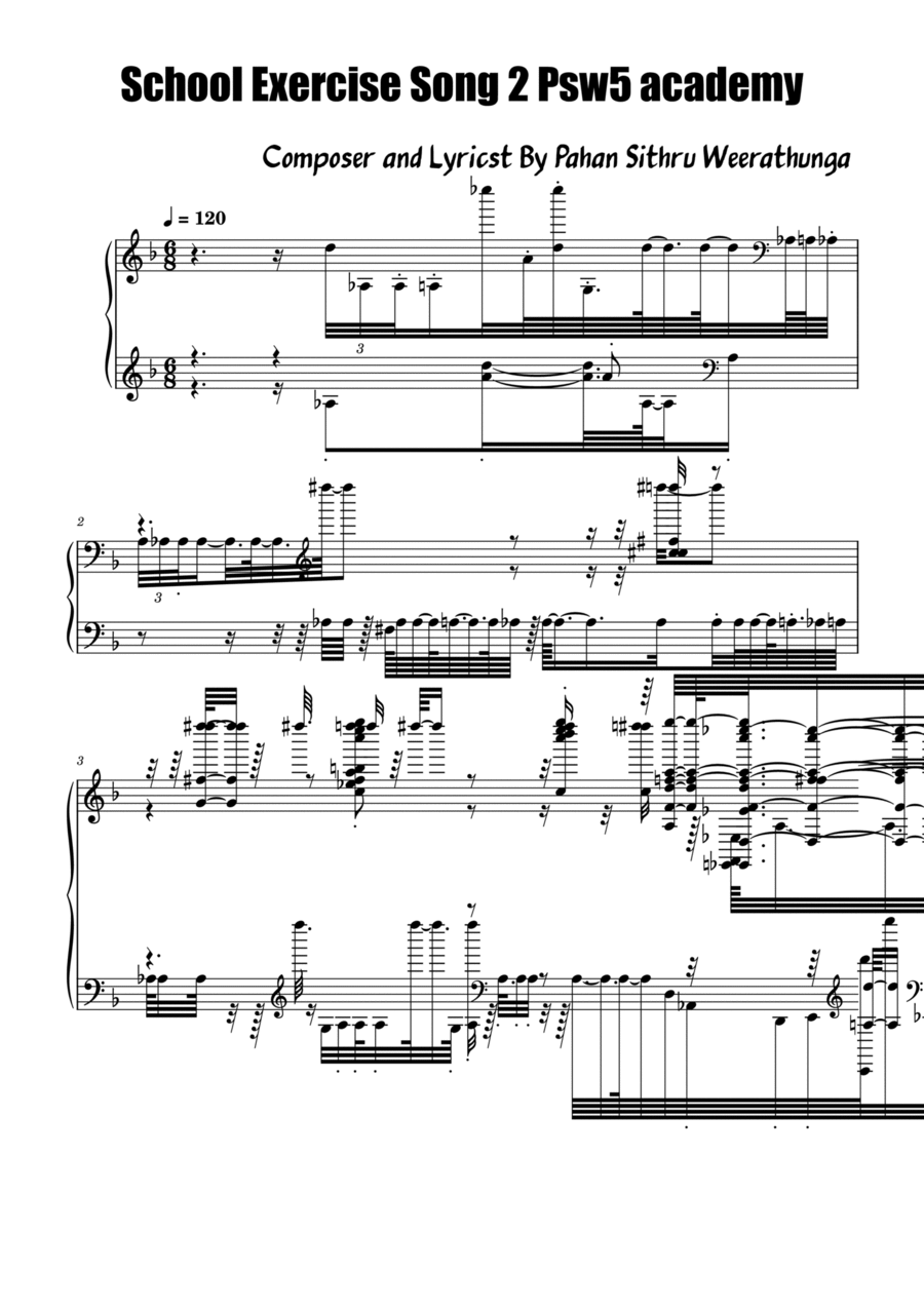School Exercise Song 2 Psw5 academy Piano Method scores gallery preview page 1