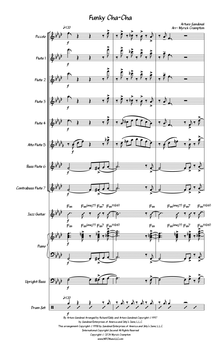 Funky Cha-Cha Flute Choir scores gallery preview page 1