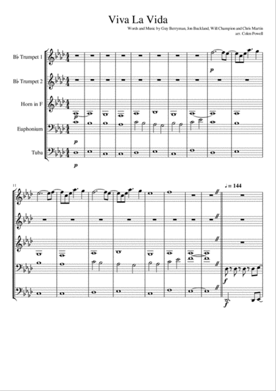 Viva La Vida Brass Ensemble scores gallery preview page 2
