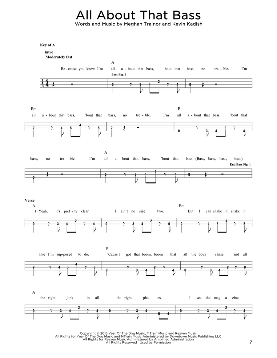 All About That Bass Bass Guitar scores gallery preview page 1