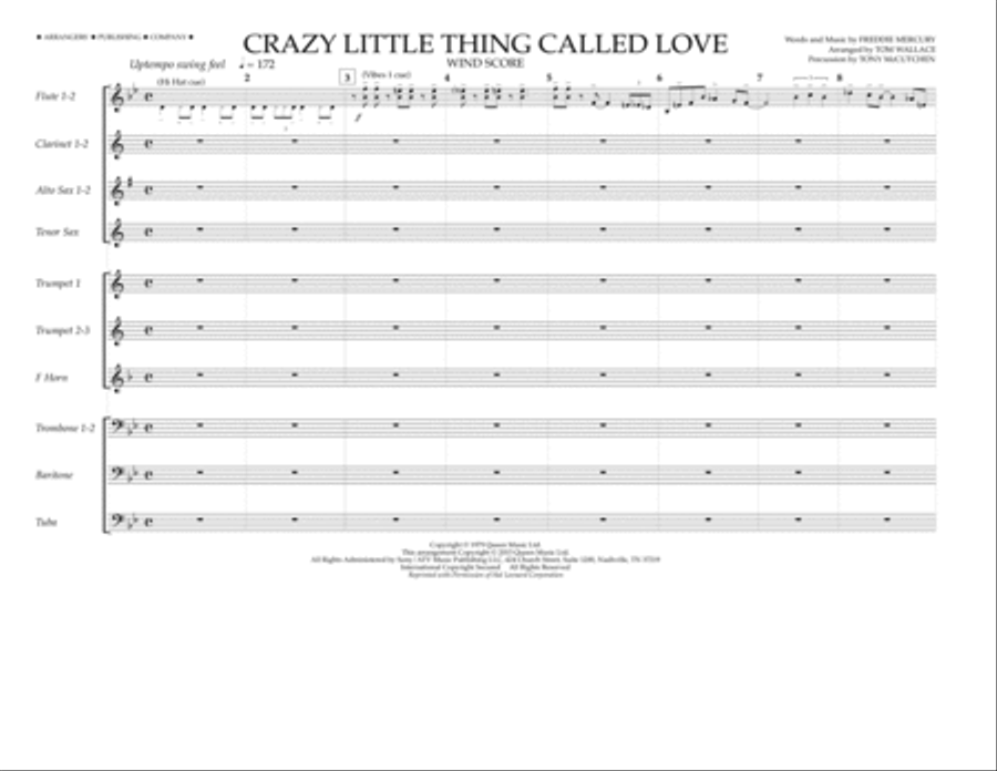 Crazy Little Thing Called Love - Wind Score Marching Band scores gallery preview page 1