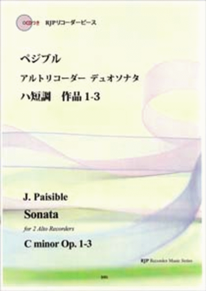 Sonata for 2 Alto Recorders in C minor, Op. 1-3