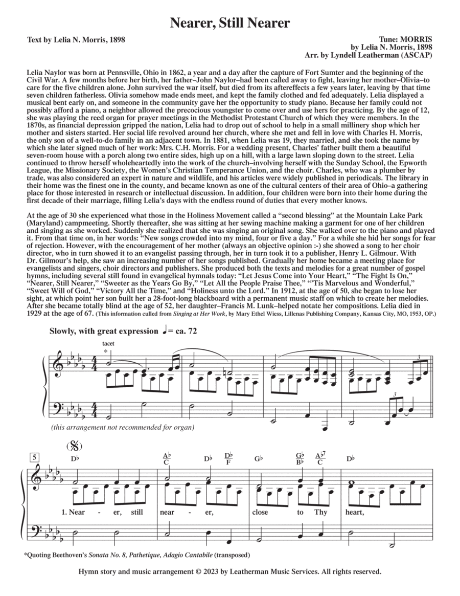Nearer, Still Nearer Piano, Vocal, Guitar scores gallery preview page 1