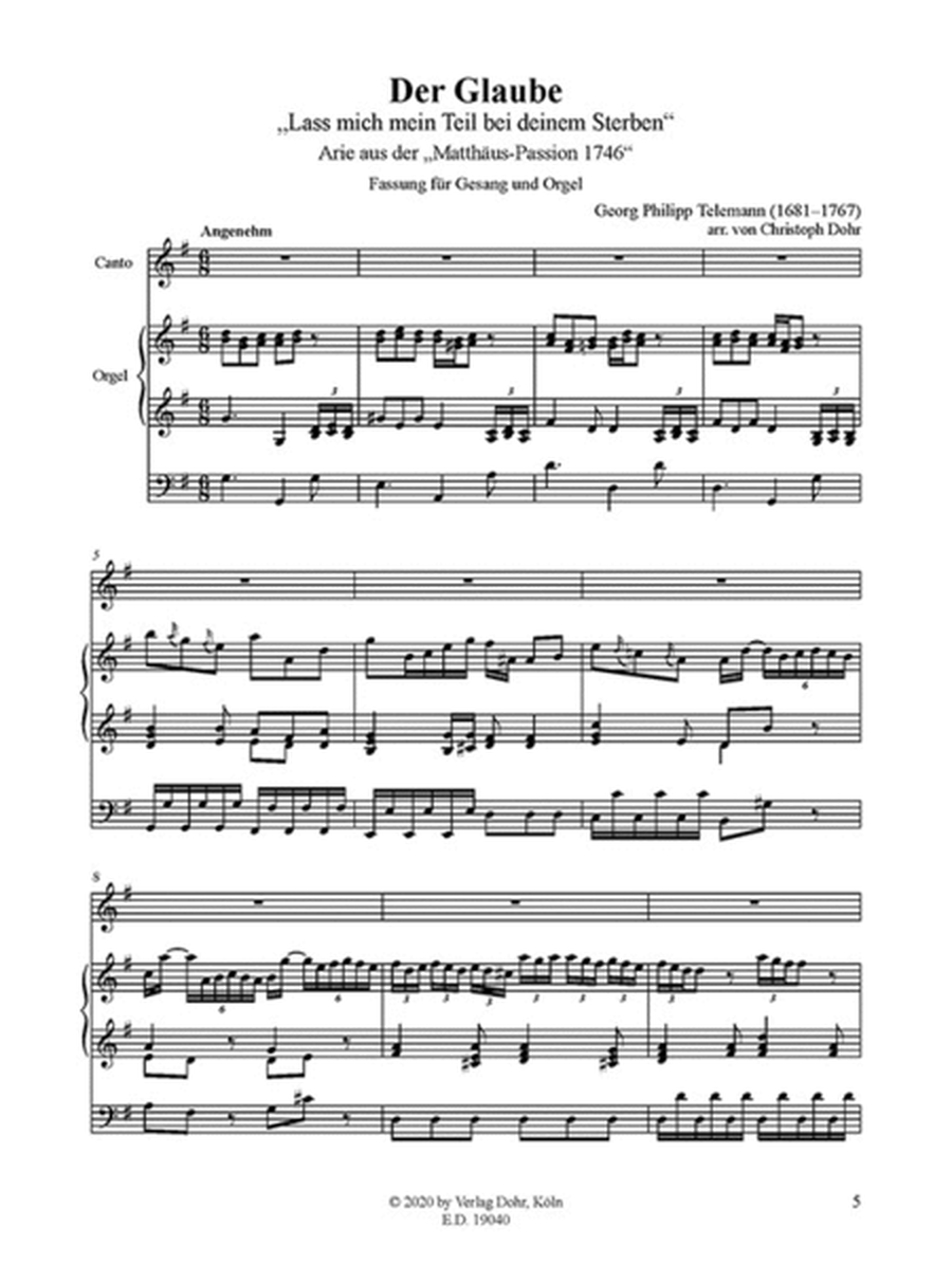 Der Glaube "Lass mich mein Teil bei deinem Sterben" -Arie aus der Matthäus-Passion 1746- (für hohe Stimme und Orgel)
