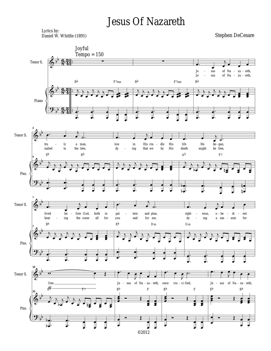 Jesus Of Nazareth 4-Part scores gallery preview page 1
