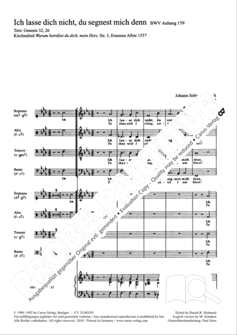 Lord, do not depart until I am blessed (Ich lasse dich nicht, du segnest mich denn) 4-Part scores gallery preview page 2
