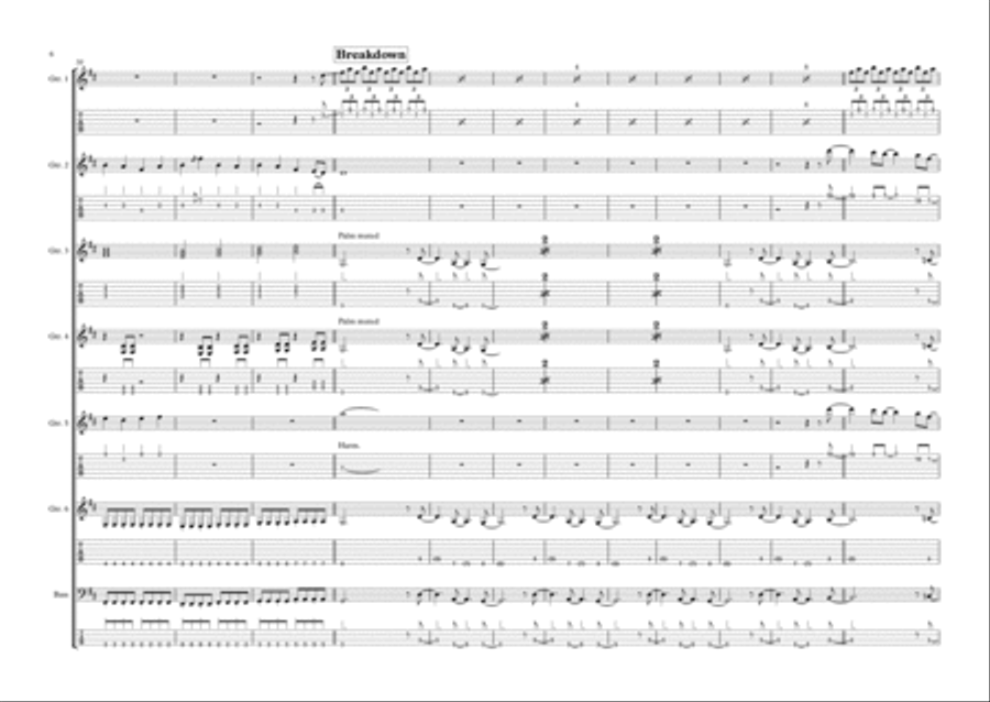 Everybody Wants To Rule The World Guitar Ensemble scores gallery preview page 6