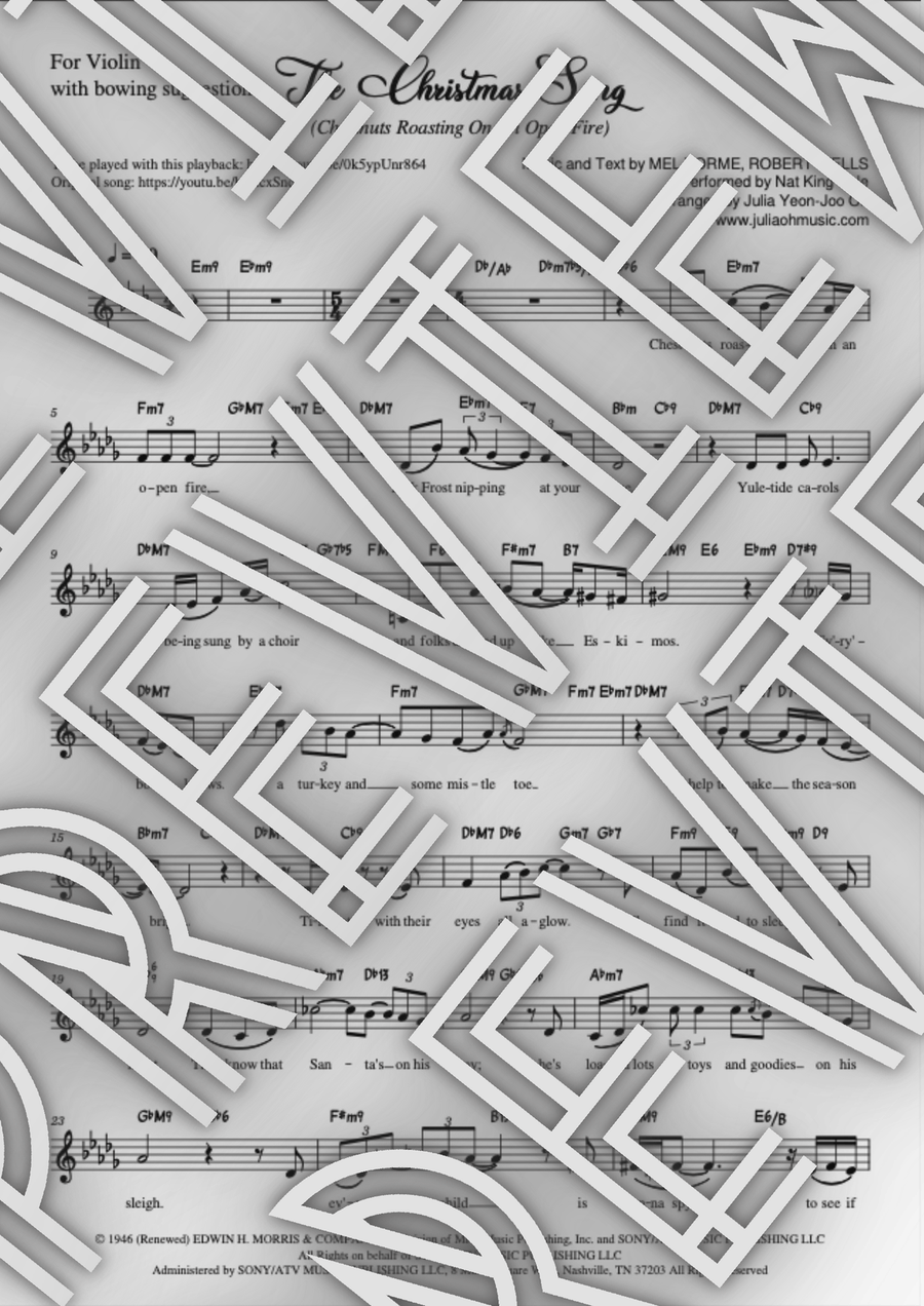 The Christmas Song (chestnuts Roasting On An Open Fire) Violin Solo scores gallery preview page 1