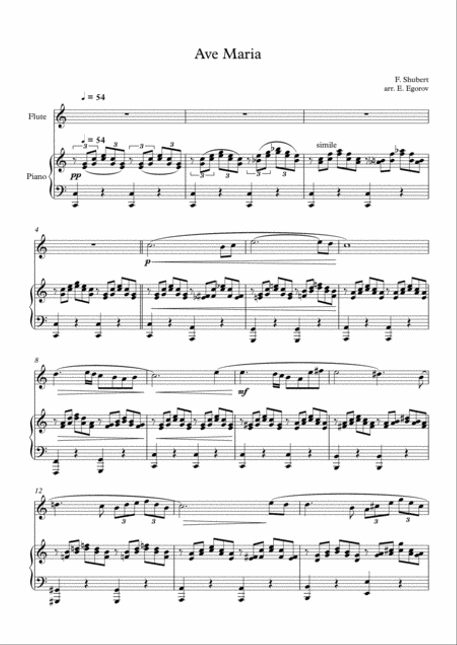 Ave Maria, Franz Schubert, For Flute & Piano Flute Solo scores gallery preview page 2
