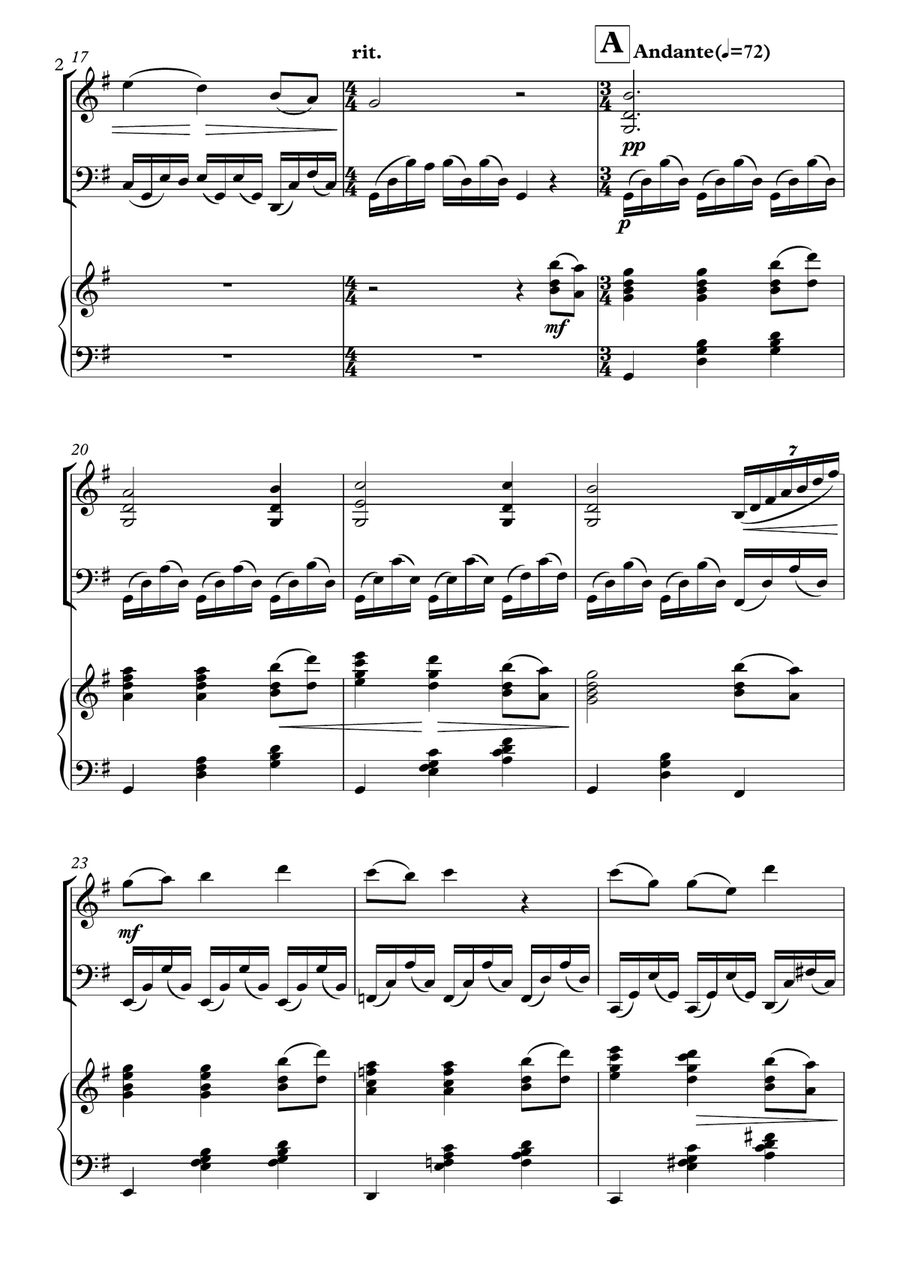 Come Thou Fount of Every Blessing x Bach's Cello Suite No.1 Prelude (Violin/Cello/Piano) Piano Trio scores gallery preview page 2