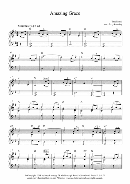 Amazing Grace (3 Easy Piano versions + chord symbols + mp3) image number null