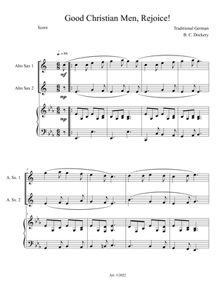 Good Christian Men, Rejoice! (Alto Sax Duet with Piano Accompaniment)