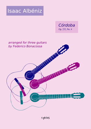 Book cover for Córdoba by Isaac Albeniz, arranged for three guitars by Federico Bonacossa