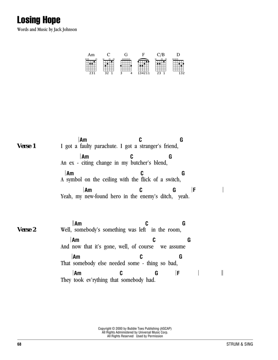Losing Hope Acoustic Guitar scores gallery preview page 1