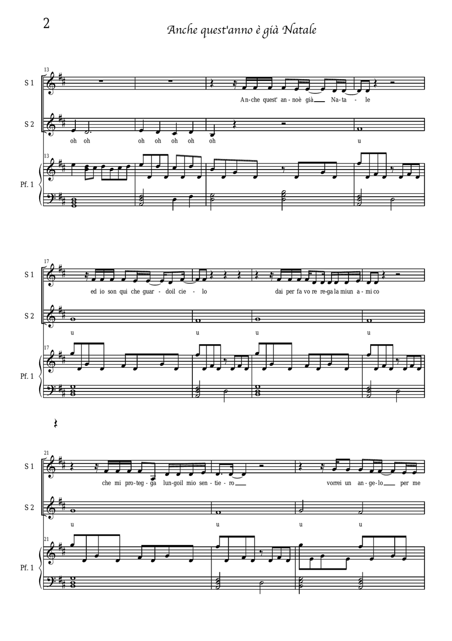 Anche quest'anno è già Natale - coro a 2 voci e piano Choir scores gallery preview page 2