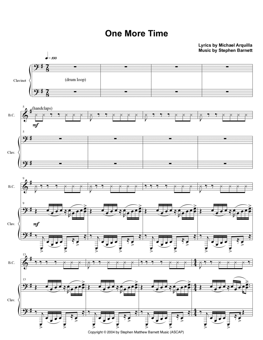 One More Time One More Time Piano, Vocal, Guitar scores gallery preview page 1