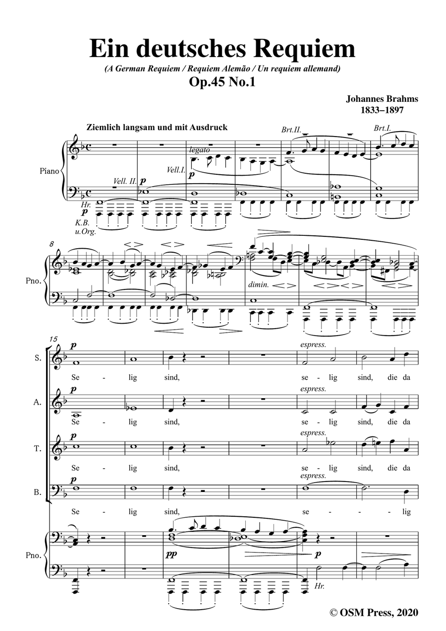 Brahms-Ein deutsches Requiem(A German Requiem),Op.45 No.1,for Voices,Mixed Chorus&Piano Choir scores gallery preview page 3